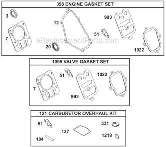 Page J Diagram and Parts List for 124432 8001 Briggs and Stratton Engine